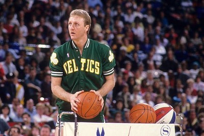 Three Point Shooting Contest Boston Celtics Larry Bird during comp- Old Photo