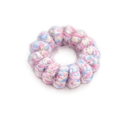 Cream Fluffy Phone Cord Scrunchie Soft Plush Hair Tie No Crease Ponytail Holder