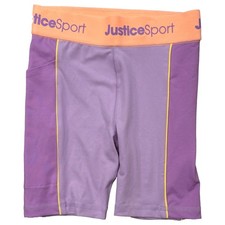 Justice Sport Girls Neon Orange  Purple Stretch Athletic Bike Shorts