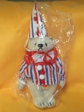 VTG new w/tags Steiff Small Teddy Bear Circus Clown 0163/20 white mohair stripes