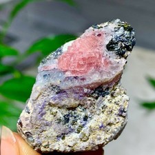 48G Natural rhodochrosite with purple fluorite crystal mineral specimen healing