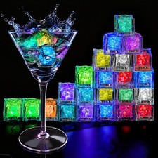 Light Up Ice Cubes, 32 Pack Multi Color Led Ice Cubes for Drinks IP67 Waterpr...