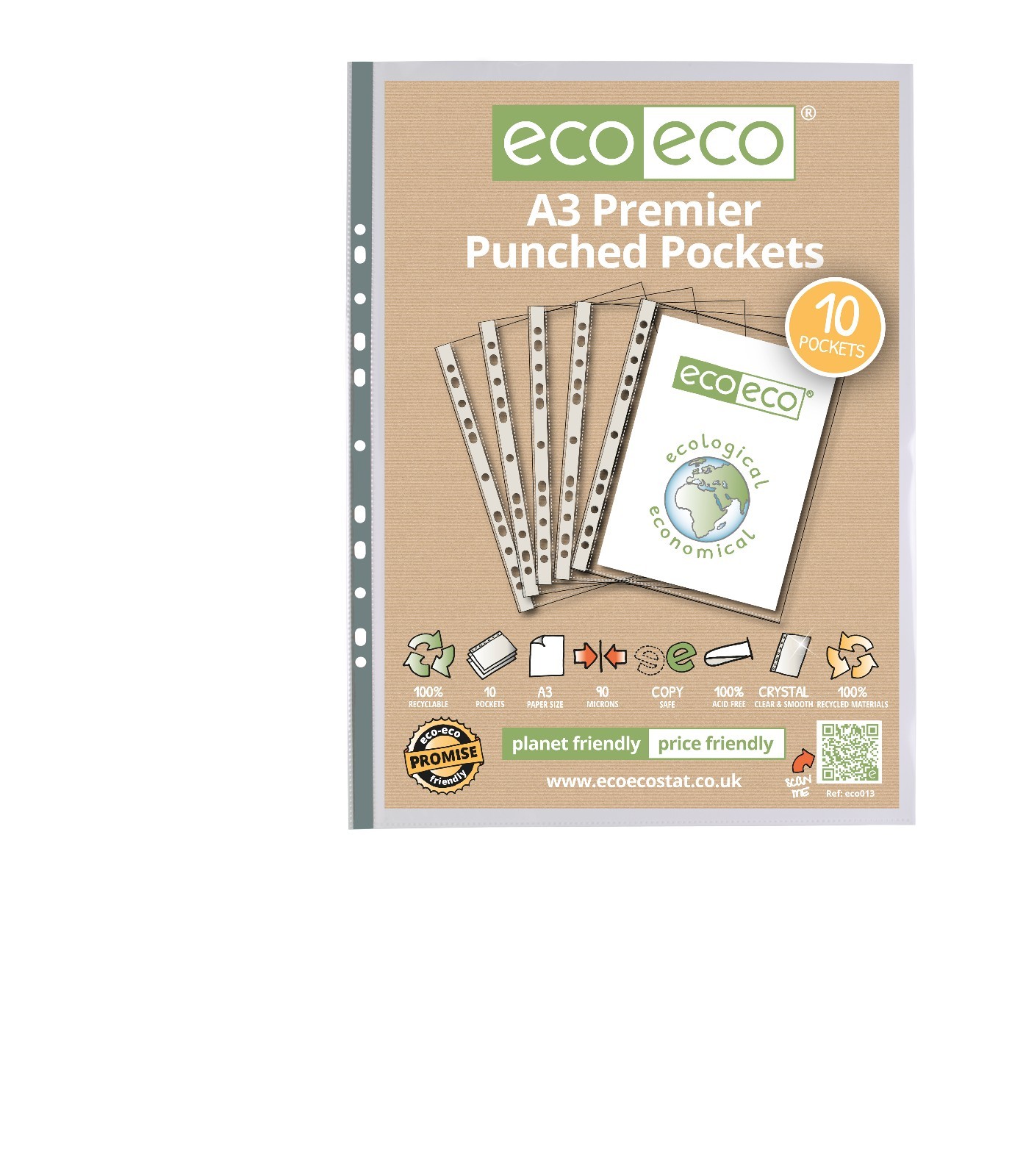 Eco Eco A3 Multi Punched Pockets 90 Micron Clear Pack of 10 (ECO013-S) - Image 6