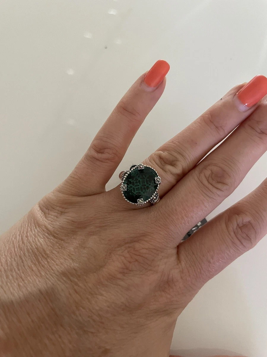 Swarovski Marcasite Synthetic Quartz Sterling Silver Ring. Size 7