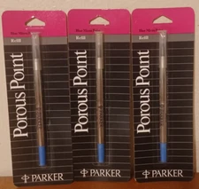 Set of 3 Parker Porous Point Pen Refill, Blue Micro Point New Sealed 30525