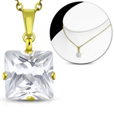 Women's 42CM Gold Plated Steel Necklace Chain and White CZ Car Pendant