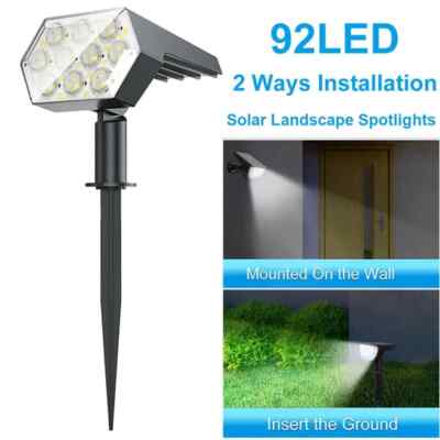 Solar Spot Lights 92 LED Garden Outdoor Pathway Lawn Fence Lamp Spotlight Light