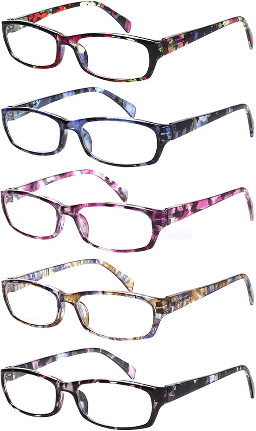 Reading Glasses 5 Pairs Fashion Ladies Spring Hinge Pattern Print Readers Eyewear-image