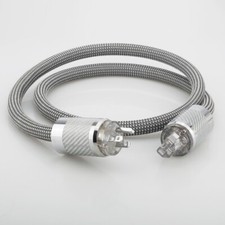 Braided 5N OFC Copper Cord Rhodium Plated US Plug Hi-Fi Amplifier Power Cable