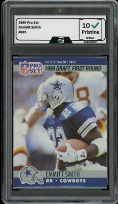 1990 Pro Set #685 Emmitt Smith GRADED 10 Gem Mint Rookie Card RC