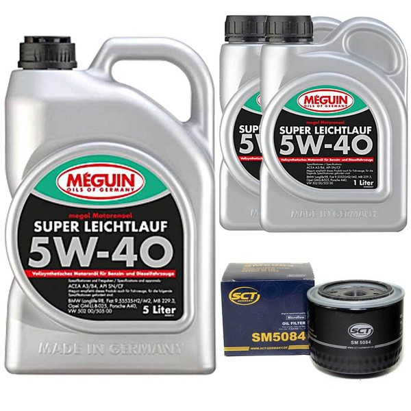 MotoröL Set 5W-40 Vollsynth Meguin 7 Liter + ÖLfilter FüR Fiat Ducato Bus 2.3-image