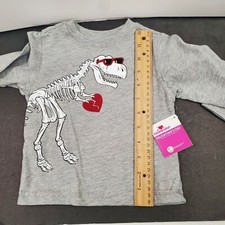 Toddler Boys T-Rex Holding Heart T-Shirt Long Sleeve 12M Dinosaur VALENTINES DAY