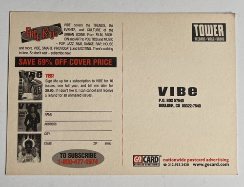 1996 VIBE MAGAZINE TOWER RECORDS POSTCARD FEATURING LIL KIM, MS LAUREN HILL - Picture 6 of 8