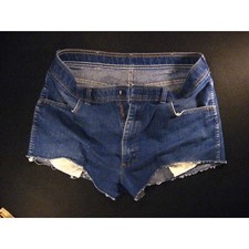 Vintage Wrangler JEAN SHORTS Womens CUTOFF Tag 36 measures 35 Blue Denim