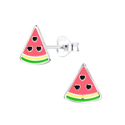 Wassermelonenscheibe Ohrstecker - 9 mm - 925 Sterling Silber