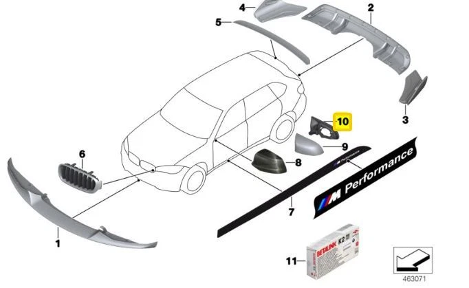 New Genuine BMW X5 F15/X6 F16 O/S Right Wing Mirror Supporting 