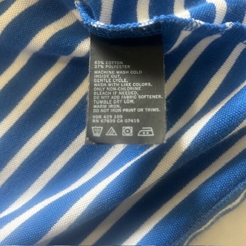 Nautica Mens Polo Large Blue White Stripes Short Sleeves Performance Vent Holes - Picture 5 of 9