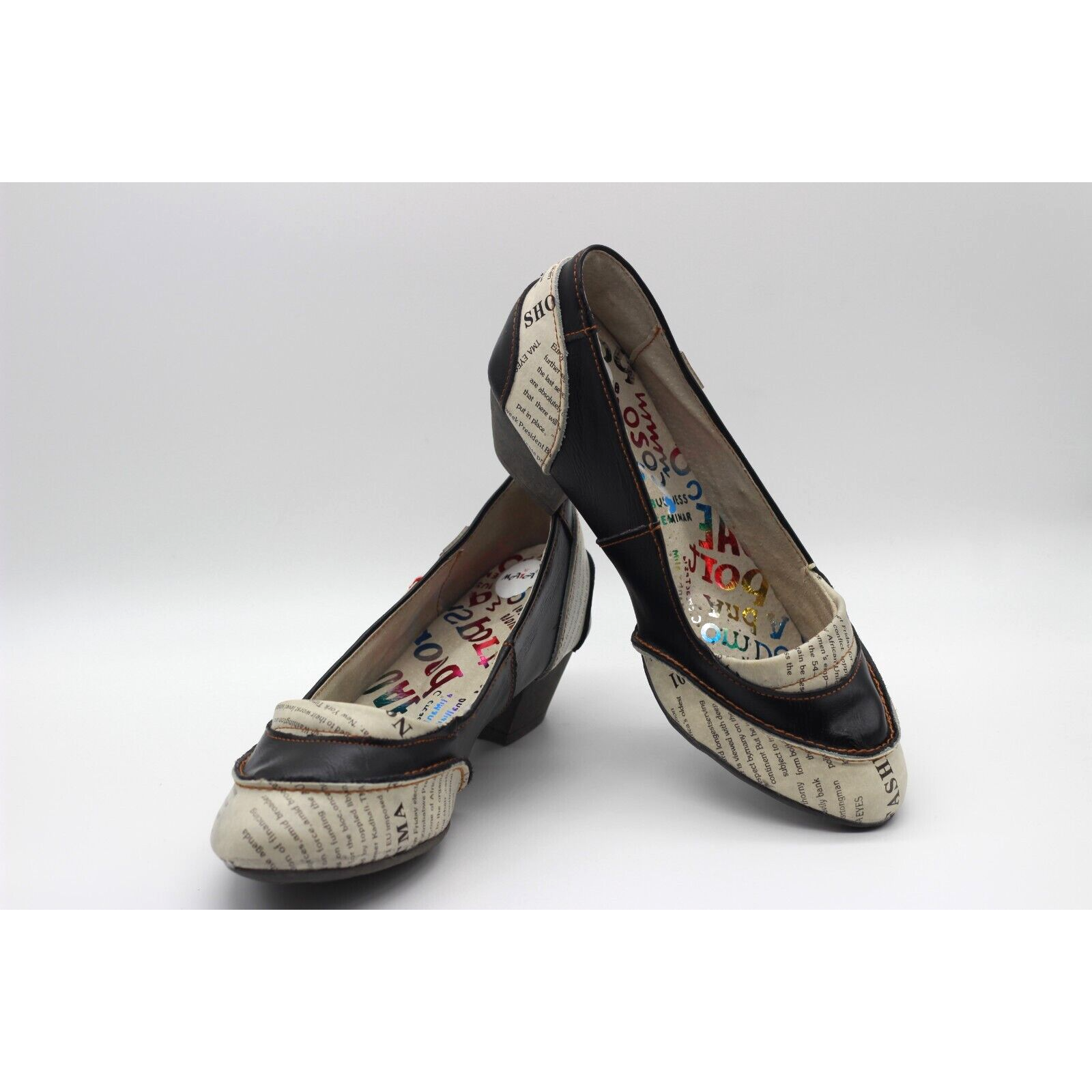 TMA Eyes 1991 Womens Maia Newsprint Leather Arch Support Pumps Shoes