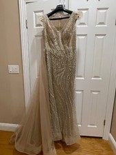 New Custom Dress Turkey Prom Evening Gold Nude Sequin Plus Size 16 Over Skirt 42