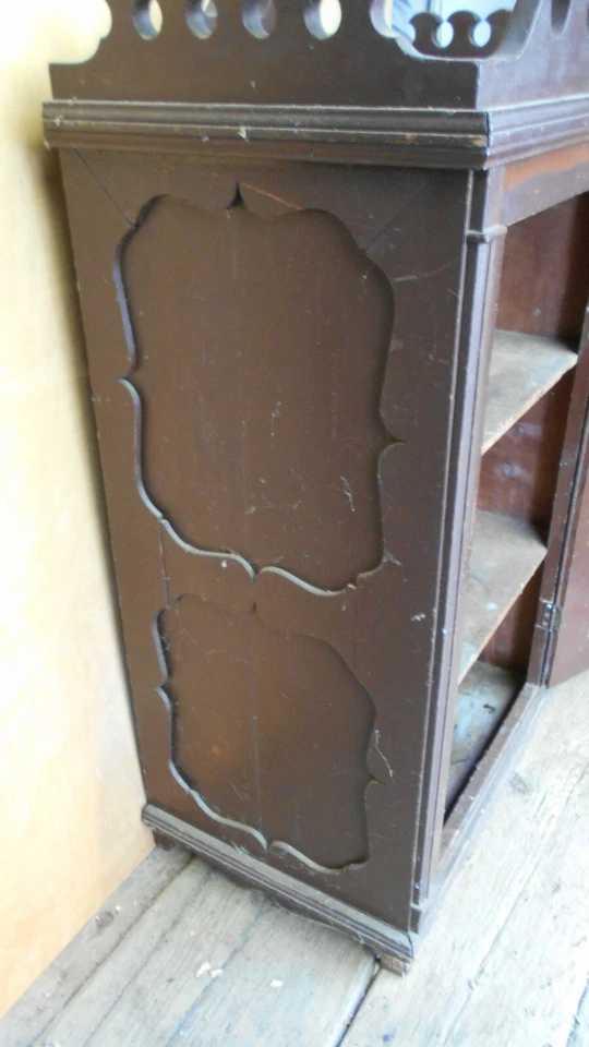 ARMÁRIO ANTIGO DE GELÉIA DESPENSA DO SÉCULO XIX EM PINTURA MARROM ESPANHOLA ANTIGA - Imagem 3 de 4