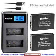 Kastar Battery LCD Dual Charger for Canon LP-E17 LC-E17 Canon EOS 77D Camera