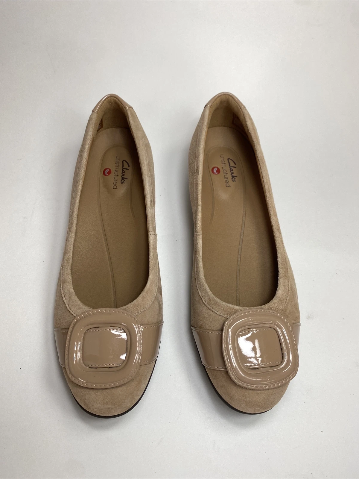 Mocassino Clarks destrutturato marrone scamosciato vernice fibbia donna 6 5