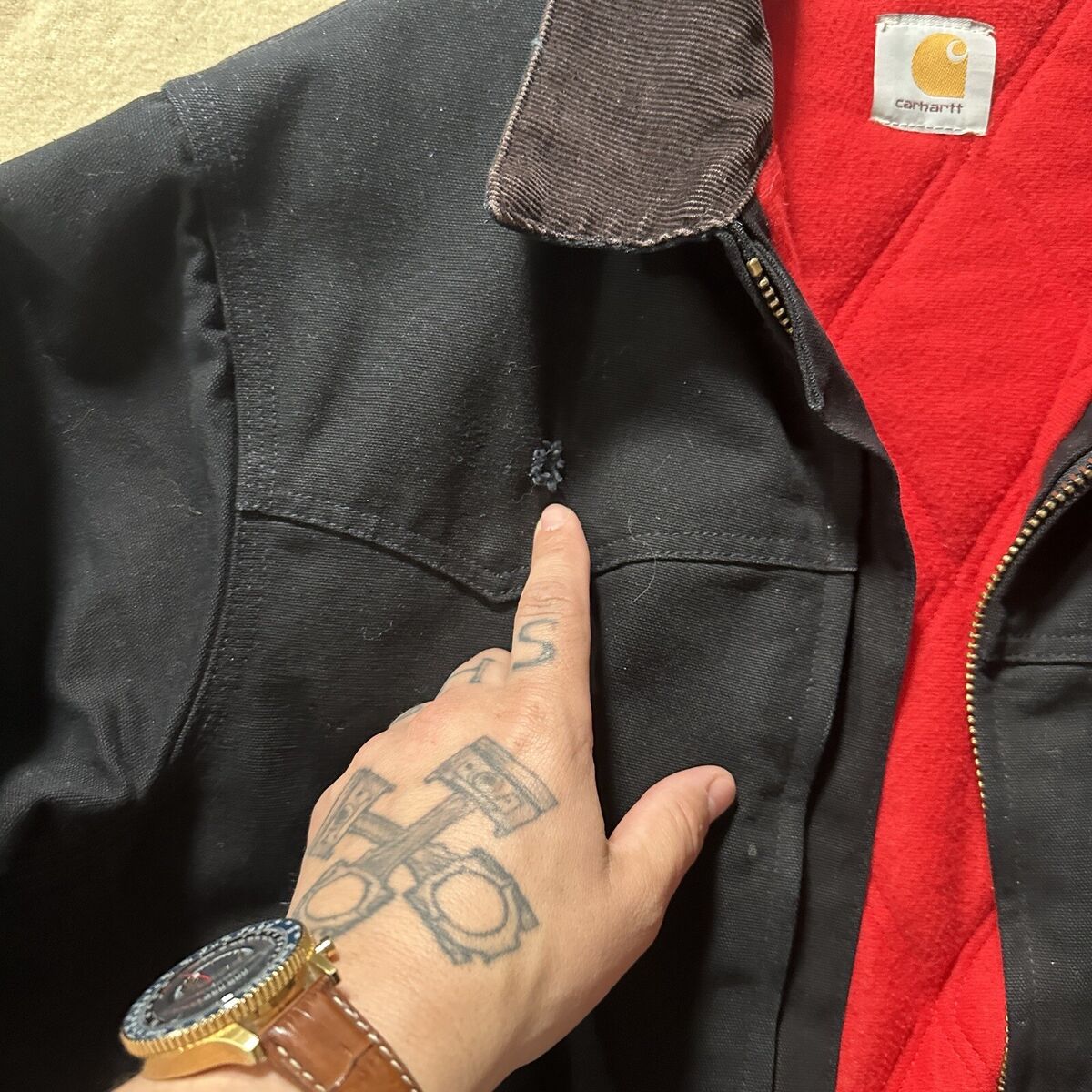 Vintage Carhartt J13 Santa Fe Jacket Medium Black With Red Vintage Carhartt J13 Santa Fe Jacket Medium Black With Red