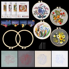 4 Set Embroidery Starter Kit for Beginner Cross Stitch Stamped DIY Decor Craft