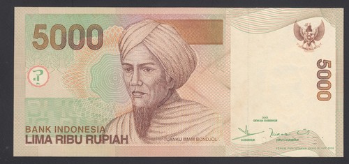 Indonesia 5000 rupias 2001 AU-UNC P. 142, billetes, sin circular