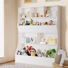 Kids Toy  Storage Wood Book and Toy Organizer Cabinet for Living Room, Nursery