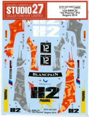STUDIO27 1/24 BMW Z4 H2 Pharma #12 Nogaro 2014 for Fujimi DC1053 Decal New F/S