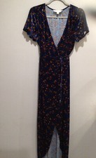 Superfoxx Blue Velvet Floral Wrap Dress - Size M