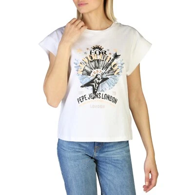 Camiseta PEPE JEANS PARA MUJER Talla M Blanca Algodón Mangas Portobello Road Logo - Imagen 1 de 4