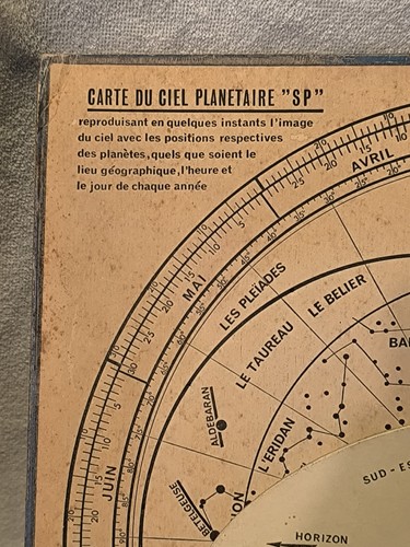 Ancienne Carte Du Ciel Planétaire SP De Paul Madorni Objet Vintage Collection - Foto 10 di 13