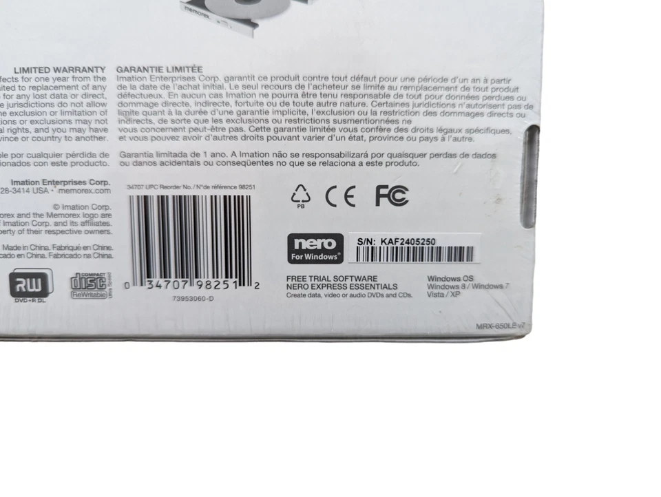 NEW Memorex Slim External CD/DVD Writer, DVD 8X, CDR 24X USB Powered Mac Windows - Image 4 of 4