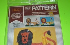 Vintage Malina Latch Hook Patten Country Loin King jungle Rug Wall Hanging NIP