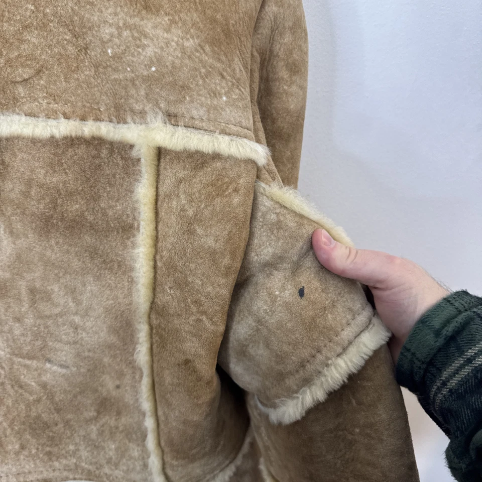 Vintage Sears Shearling Sheepskin Suede Leather Woman M/L Coat Western - Image 4 of 4
