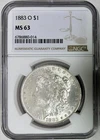 1883-O Morgan Silver Dollar, NGC MS-63
