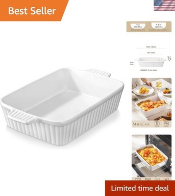 4.4QT Ceramic Casserole Dishes for Oven, 9x13 Baking Dishes, White