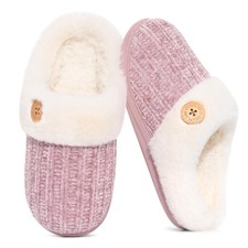 Evshine Women's Fuzzy Memory Foam Slippers Chenille Knit bedroom House...