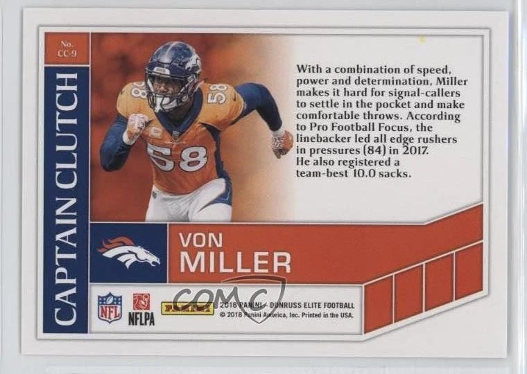 2018 Donruss Elite Captain Clutch Von Miller #CC-9 - Image 2 of 2