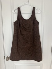 GAP Leopard Print Denim Scoopneck Mini Dress Women's Size Small