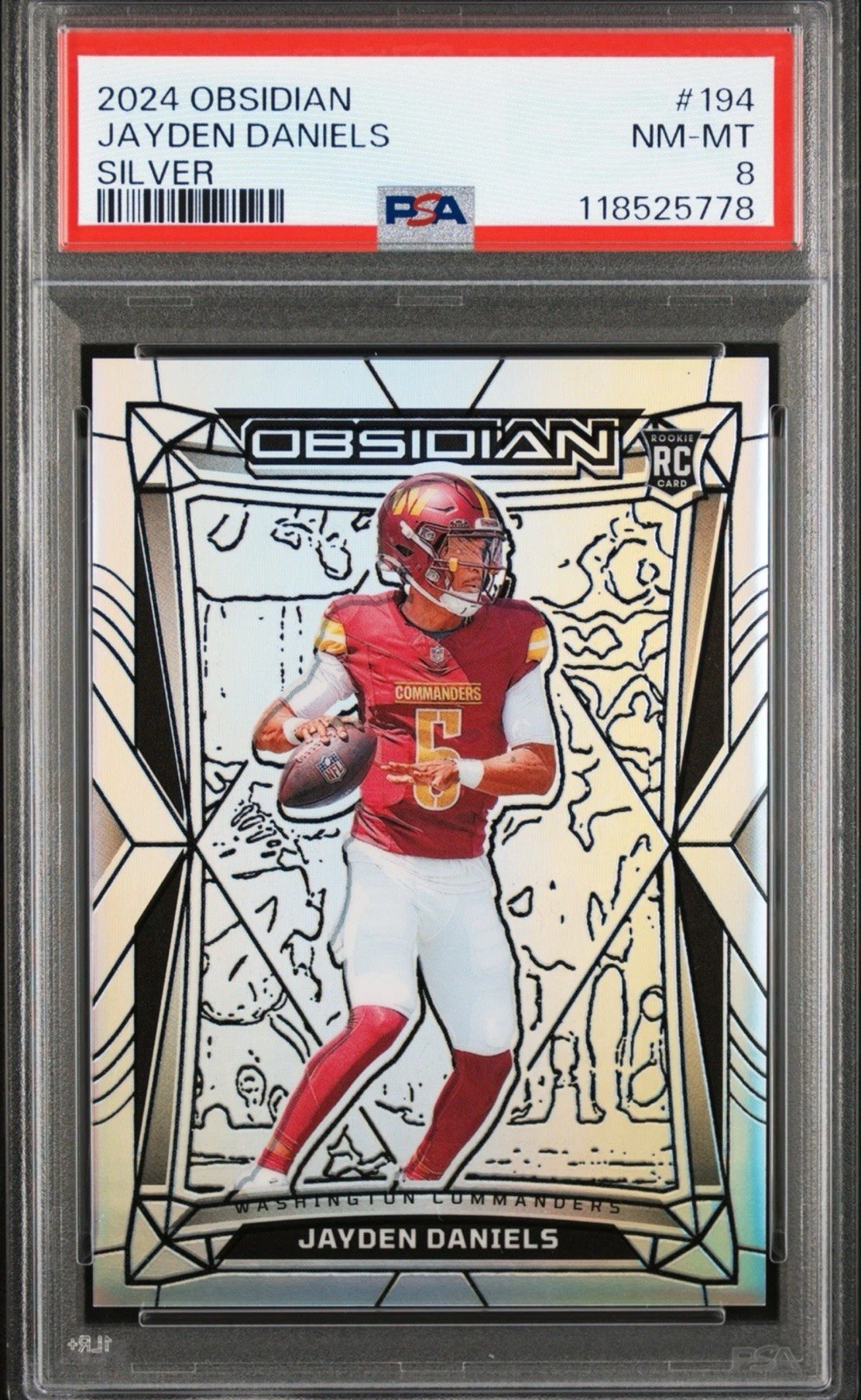 2024 Panini Obsidian - Jayden Daniels #194 Silver /75 (RC) Psa 8 Silver