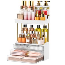 Clear 3 Drawer 2 Tier Acrylic Makeup Bathroom Vanity Organizer