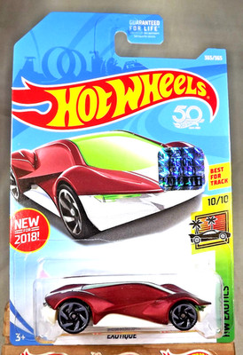 2018 Hot Wheels #365 HW Exotics 10/10 EXOTIQUE Satin Red w/Gray RA Spoke Wheels