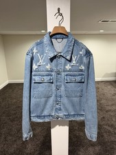 Louis Vuitton Frayed Distress Monogram Denim Trucker Jacket