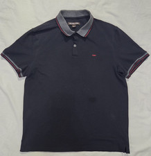 Michael kors Polo Shirt Men  s Medium MK Red Trim Logo Black Muscle Golf Shirt
