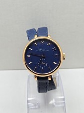 Marc Jacobs Sally Rose Gold Blue Leather Wrap Watch Womens New Battery Quartz