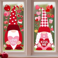 2 Sheets Extra Large Valentine's Day Window Clings Decorations, Valentine's