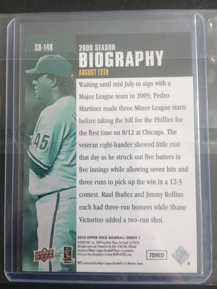 2010 Upper Deck - Season Biography Pedro Martinez #SB-148 - Image 2 of 2